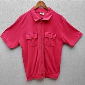 VTG Duke Haband Mens Red Polo-Style Zip-Up Short-Sleeve Shirt S Cotton/Polyester